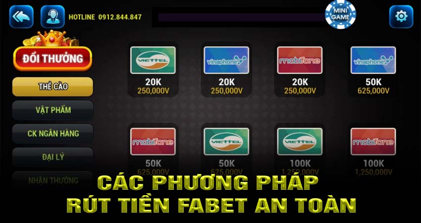 Các phương pháp rút tiền fabet an toàn